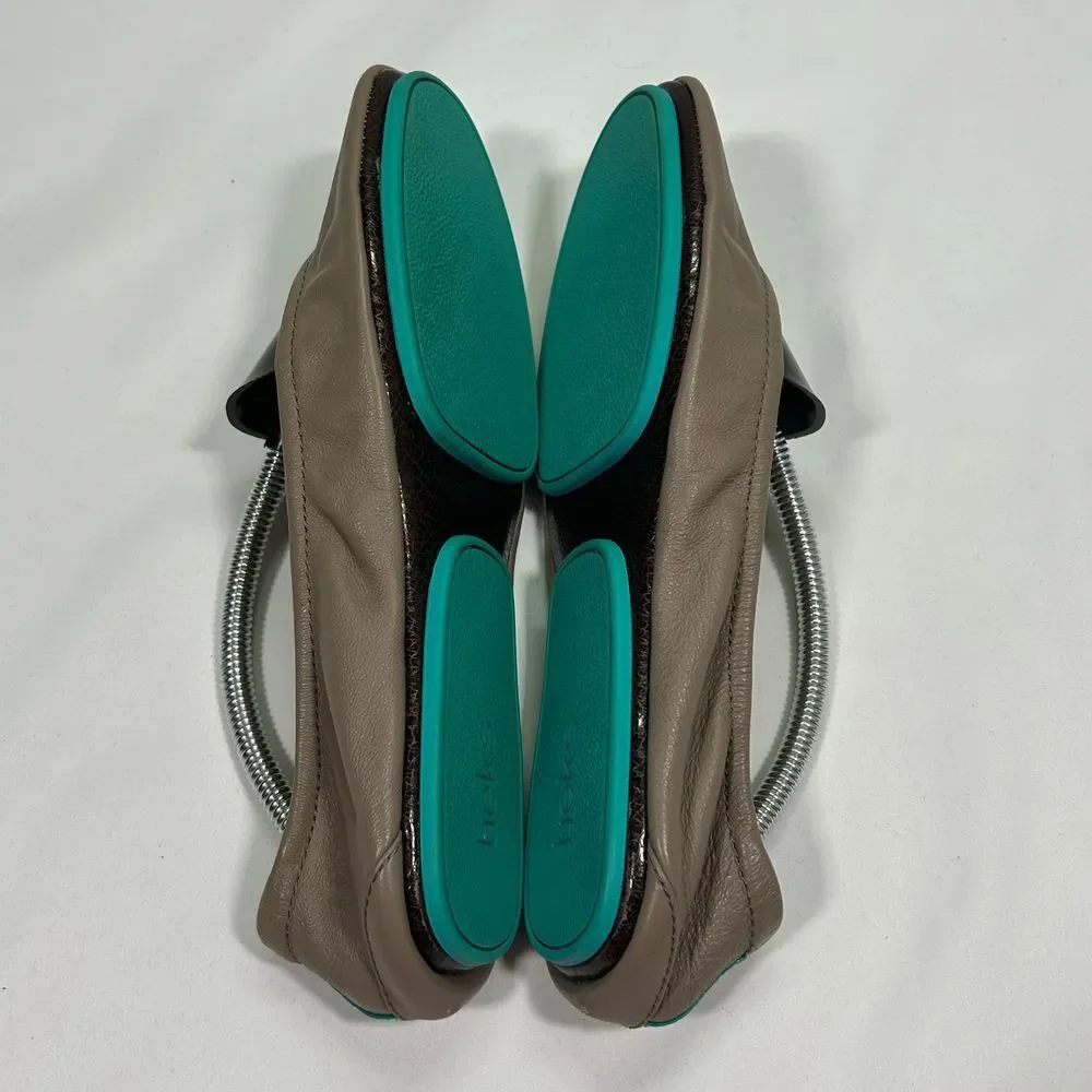 Tieks by Gavrieli Taupe Leather‎ Ballet Flats Foldable Comfort Travel Shoes 7